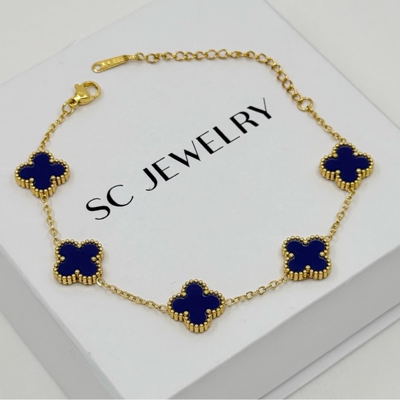SC JEWELRY Jewelry - Royal Blue Clover Bracelet | Double Sided | Four Leaf